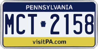 PA license plate MCT2158