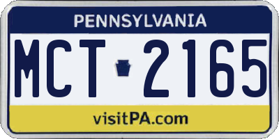 PA license plate MCT2165