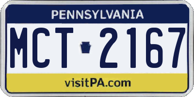 PA license plate MCT2167