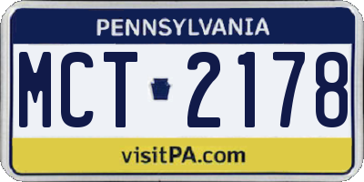 PA license plate MCT2178