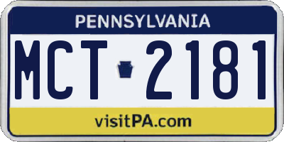 PA license plate MCT2181