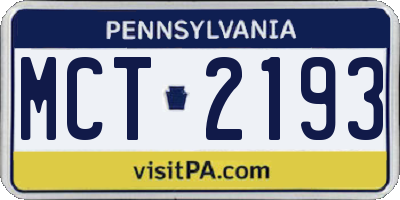 PA license plate MCT2193