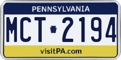 PA license plate MCT2194