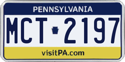 PA license plate MCT2197