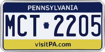 PA license plate MCT2205