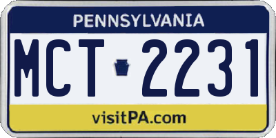 PA license plate MCT2231