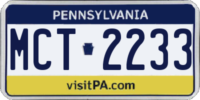 PA license plate MCT2233