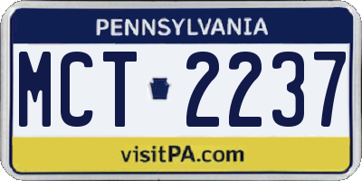 PA license plate MCT2237