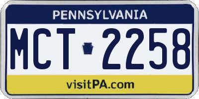 PA license plate MCT2258