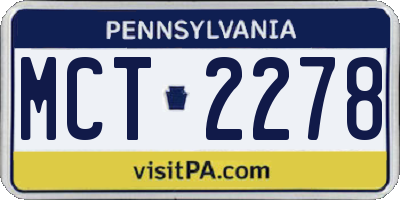 PA license plate MCT2278