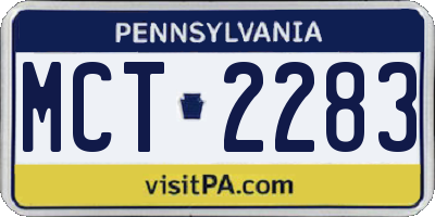 PA license plate MCT2283