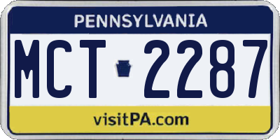 PA license plate MCT2287