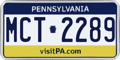 PA license plate MCT2289