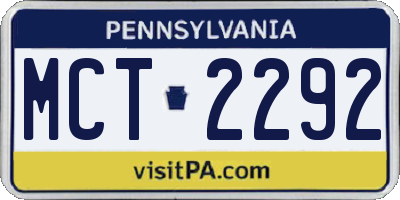 PA license plate MCT2292