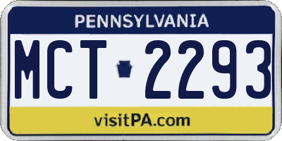 PA license plate MCT2293
