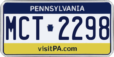PA license plate MCT2298