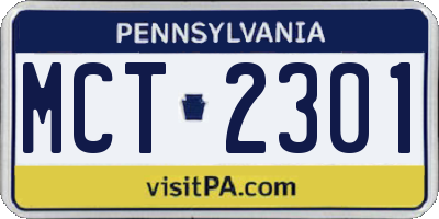 PA license plate MCT2301