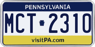 PA license plate MCT2310