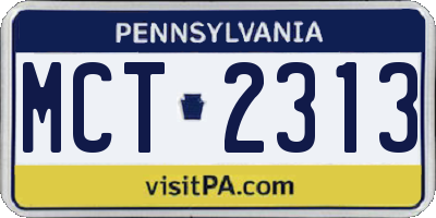 PA license plate MCT2313