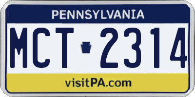 PA license plate MCT2314
