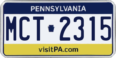 PA license plate MCT2315