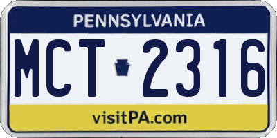 PA license plate MCT2316