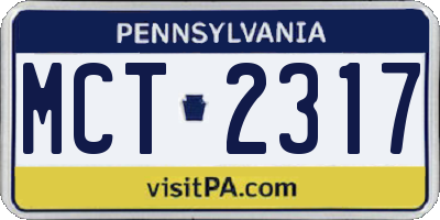 PA license plate MCT2317