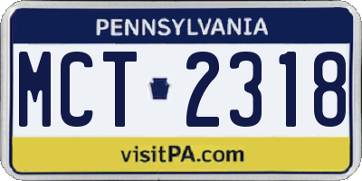 PA license plate MCT2318