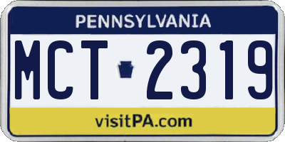 PA license plate MCT2319