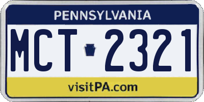 PA license plate MCT2321