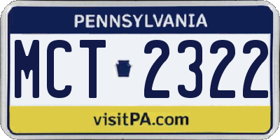 PA license plate MCT2322