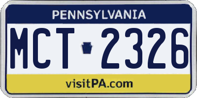 PA license plate MCT2326