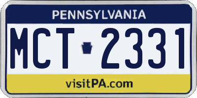 PA license plate MCT2331
