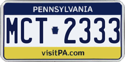 PA license plate MCT2333