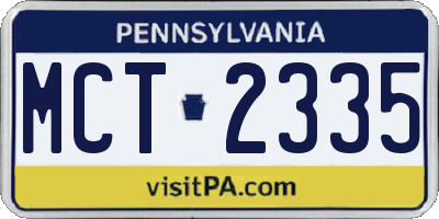 PA license plate MCT2335