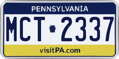 PA license plate MCT2337