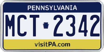 PA license plate MCT2342