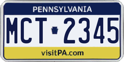 PA license plate MCT2345