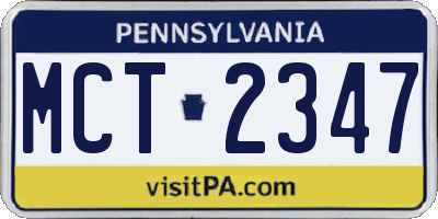 PA license plate MCT2347