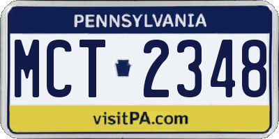 PA license plate MCT2348