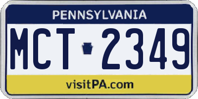 PA license plate MCT2349