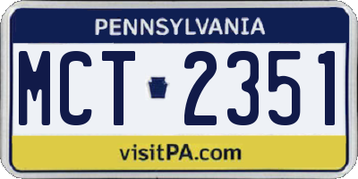 PA license plate MCT2351