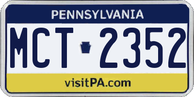 PA license plate MCT2352