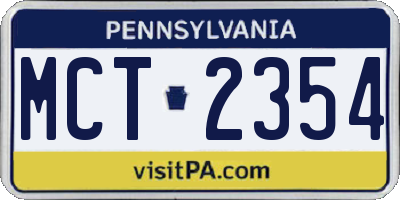 PA license plate MCT2354