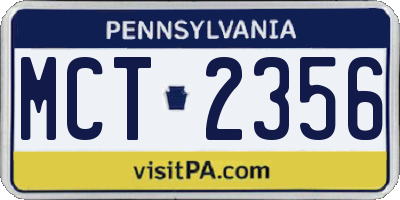 PA license plate MCT2356
