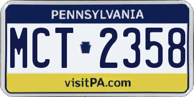 PA license plate MCT2358