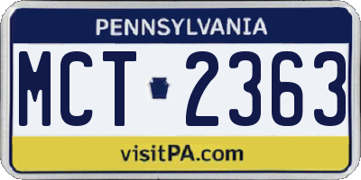 PA license plate MCT2363
