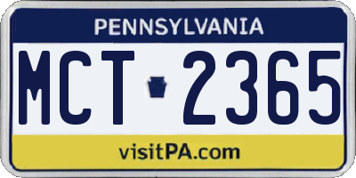 PA license plate MCT2365
