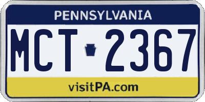 PA license plate MCT2367