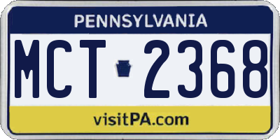 PA license plate MCT2368